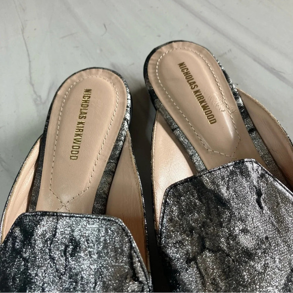 Nicholas Kirkwood Beya Mule Pointy‎ Toe in charcoal metallic 7 - Picture 2 of 8